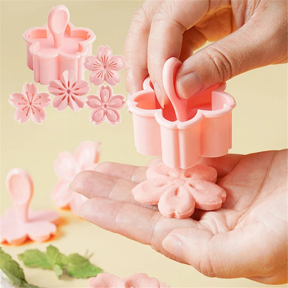 5-Pc Sakura Cherry Blossom Cookie Cutter & Fondant Mold Set