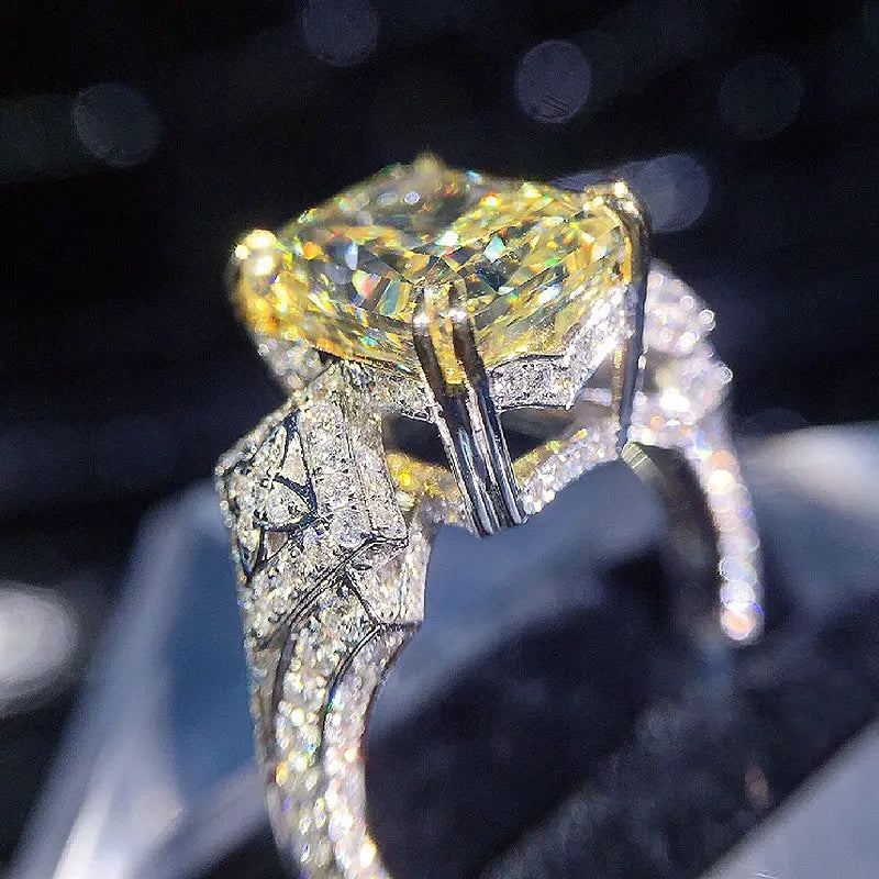 Huitan Yellow Cubic Zirconia Square Ring – Women's Fashion Jewelry