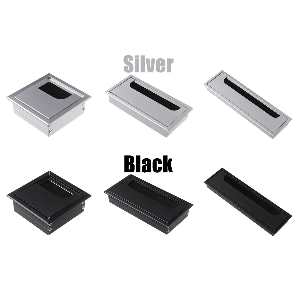 Aluminum Alloy Grommet Hole Cover Outlet Port Black Brush Rectangle