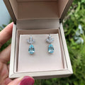 Huitan Light Blue CZ Drop Earrings – Geometric Fashion Jewelry
