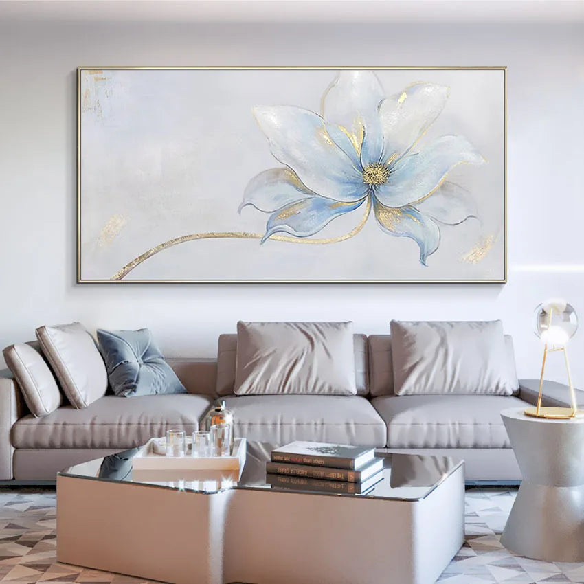Handmade Floral Canvas Oil Painting – Abstract Wall Art Decor