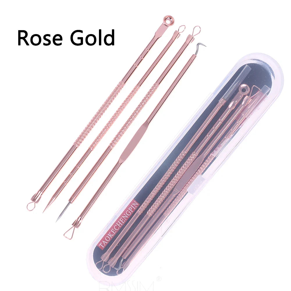 4-Piece Blackhead Extractor Tool Set | Stainless Steel Pore Cleaner
