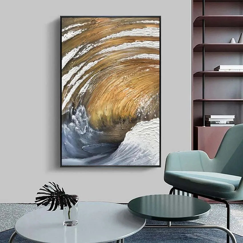 Sea Spin Abstract Hand-Painted Oil Painting | Canvas Wall Art