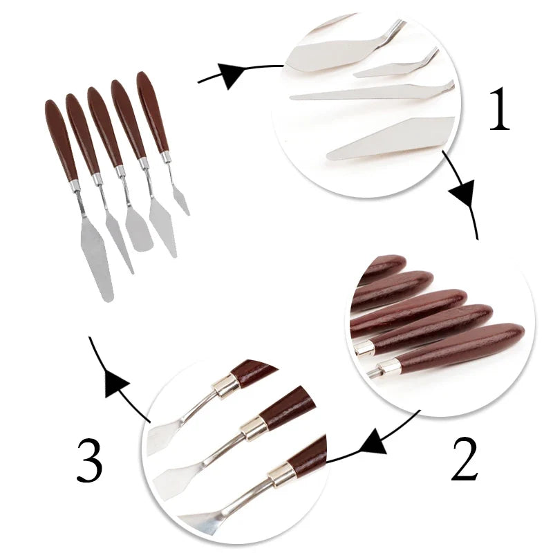 5-Piece Stainless Steel Palette Knife & Baking Spatula Set