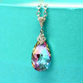 Huitan Colorful Water Drop CZ Pendant Necklace | Party Jewelry