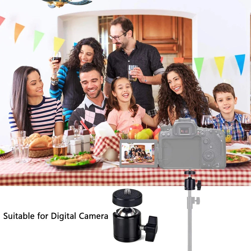 1/4" Hot Shoe Ball Head Mount Adapter for DSLR & Action Cameras