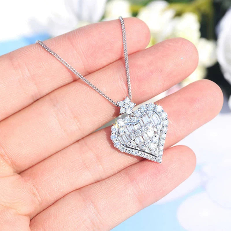 Huitan Heart CZ Pendant Necklace – Women's Gift Jewelry