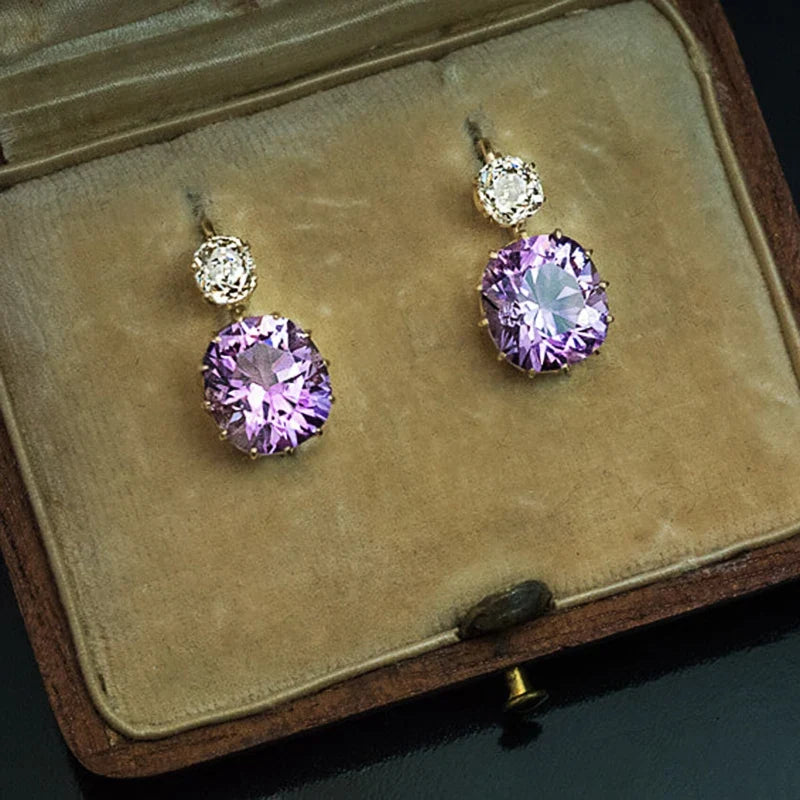 Huitan Purple Drop Earrings – Cubic Zirconia Women's Jewelry