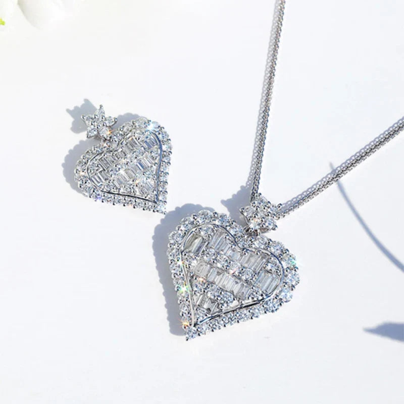 Huitan Heart CZ Pendant Necklace – Women's Gift Jewelry