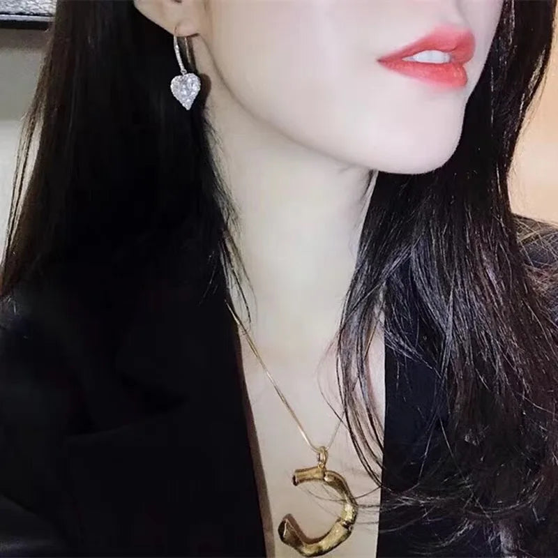 Huitan Heart CZ Drop Earrings | Women's Wedding Jewelry