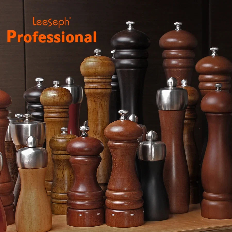 Salt Pepper Mills Solid Wood Mill Strong Adjustable Ceramic Grinder 5