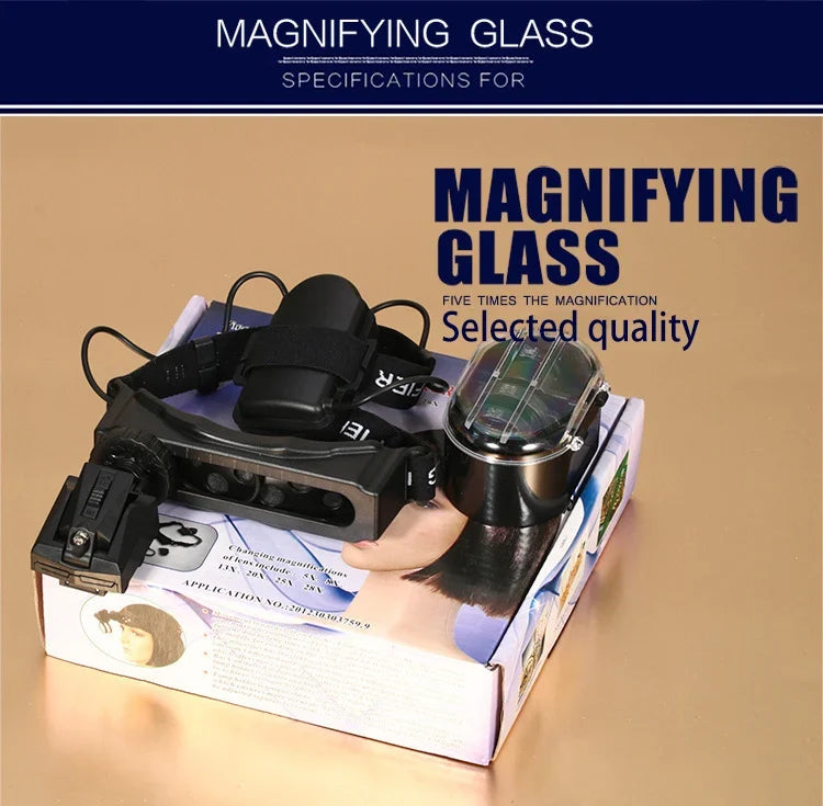 Optical Lamp Magnifying Lens Wearing Glass LED Clock Repair Medical