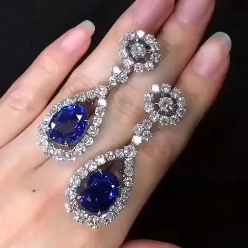 Huitan Blue Drop Earrings – Cubic Zirconia Women's Jewelry
