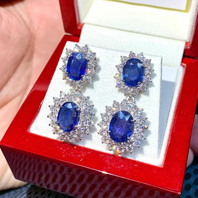 Huitan Blue CZ Dangle Earrings – Elegant Drop Earrings for Women