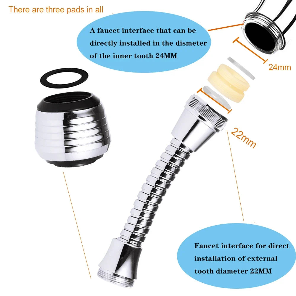 360 Degree Swivel Kitchen Faucet Aerator Clean Adjustable Dual Mode