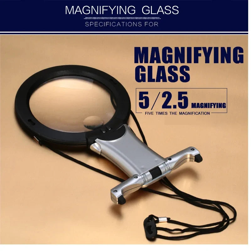 Hands-Free LED Magnifier Loupe 5X 2.5X Neck Wear Reading Glass