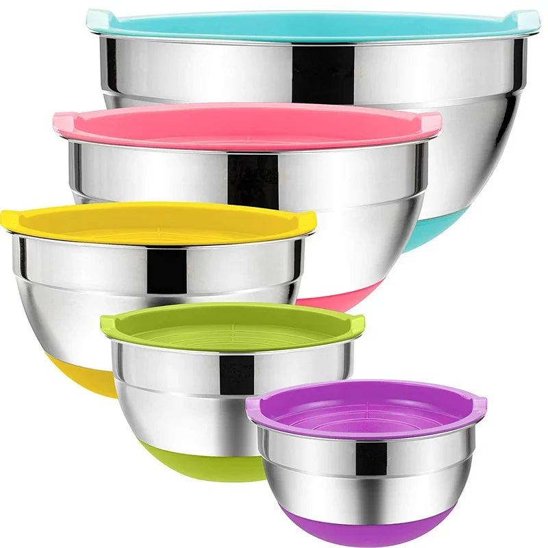 5-Piece Stainless Steel Mixing Bowls with Airtight Lids