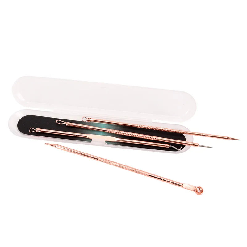 4-Piece Blackhead Extractor Tool Set | Stainless Steel Pore Cleaner