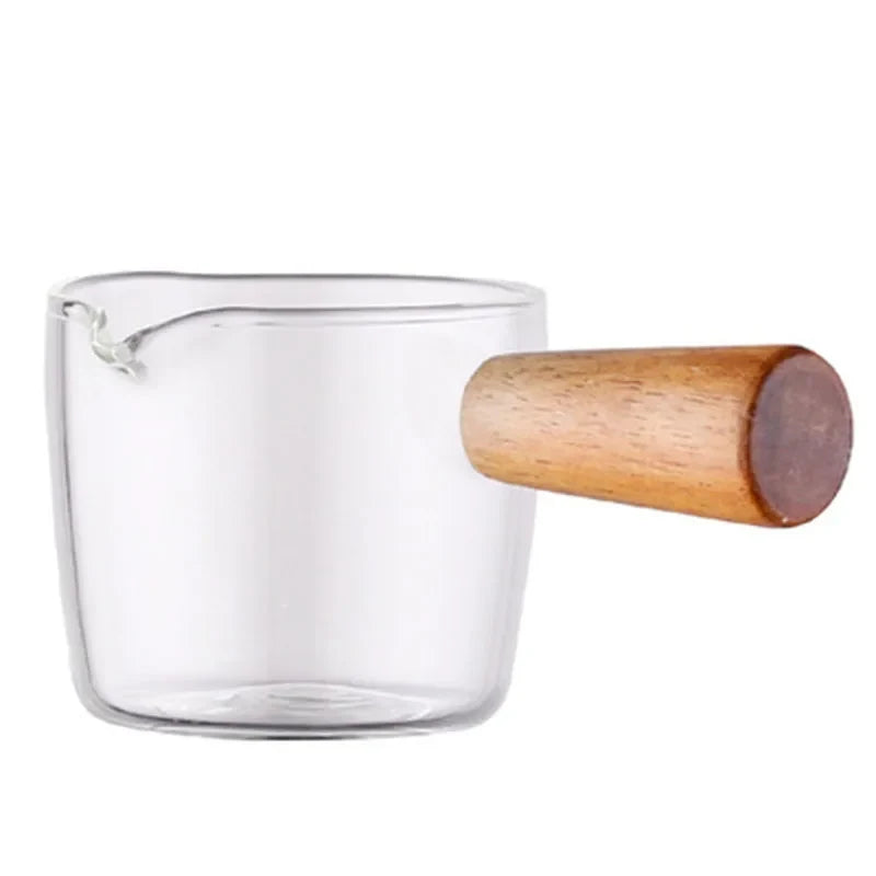 Japanese Glass Sauce Dish with Acacia Wood Handle | KEMORELA