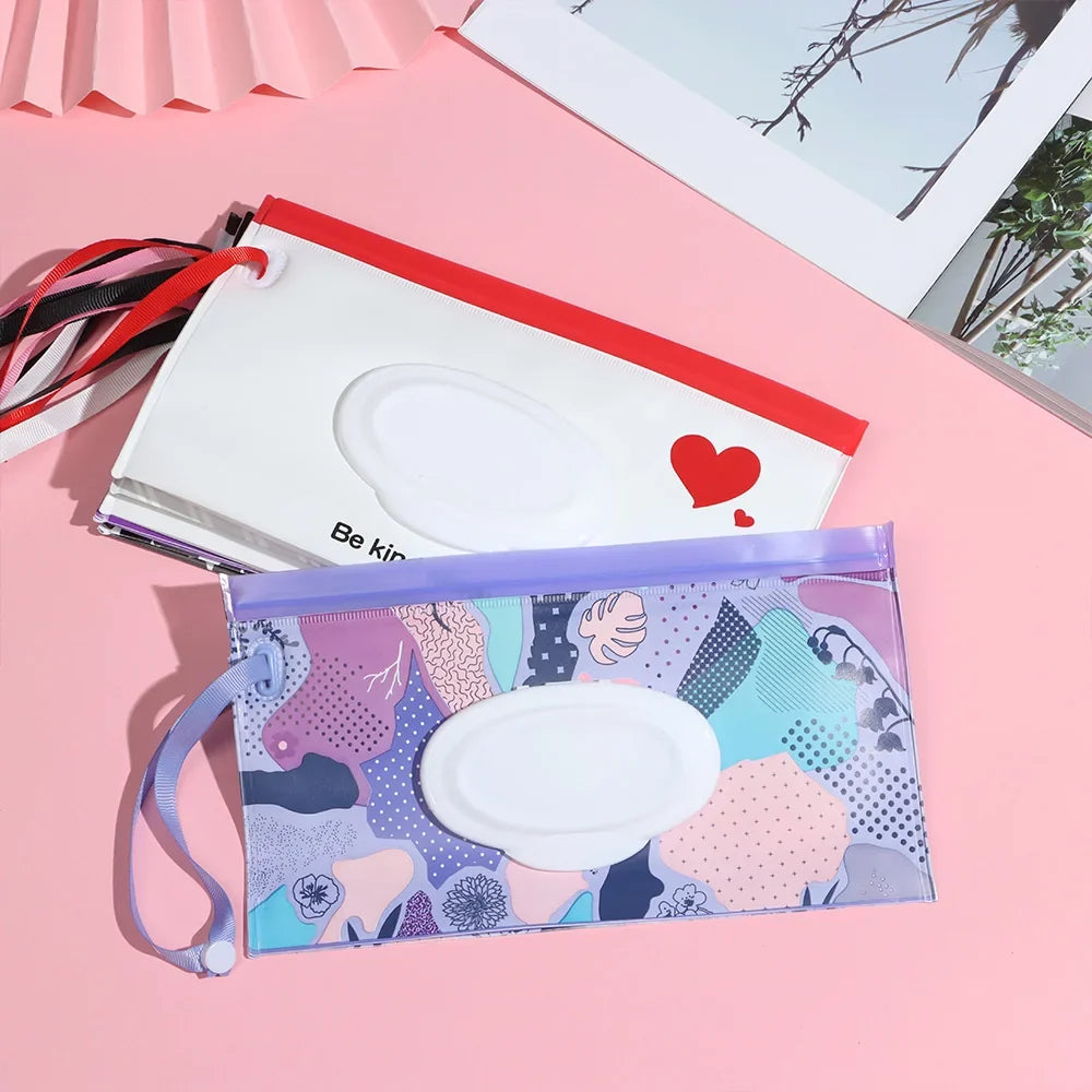 Baby Wet Wipes Carrying Case Bag | Stroller Snap-Strap Clutch