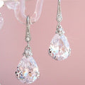 Huitan Pear Cubic Zirconia Silver Drop Earrings for Women