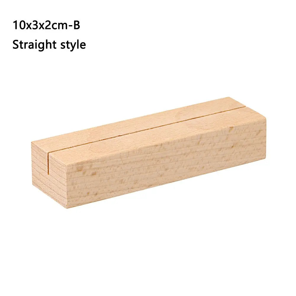 Picture Frame Base Desk Card Natural Wooden Notes Clips Photo Holder