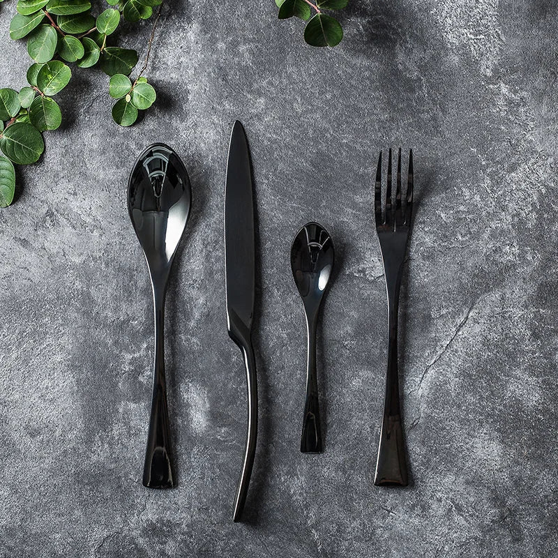 Black Gold Stainless Steel Cutlery Set – 20 & 24 Piece Flatware