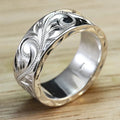 Huitan Carved Couple Rings – Silver-Tone Band Sizes 5–14