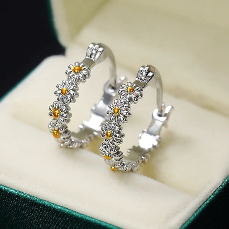 Huitan Daisy Hoop Earrings – Bridal & Everyday Jewelry