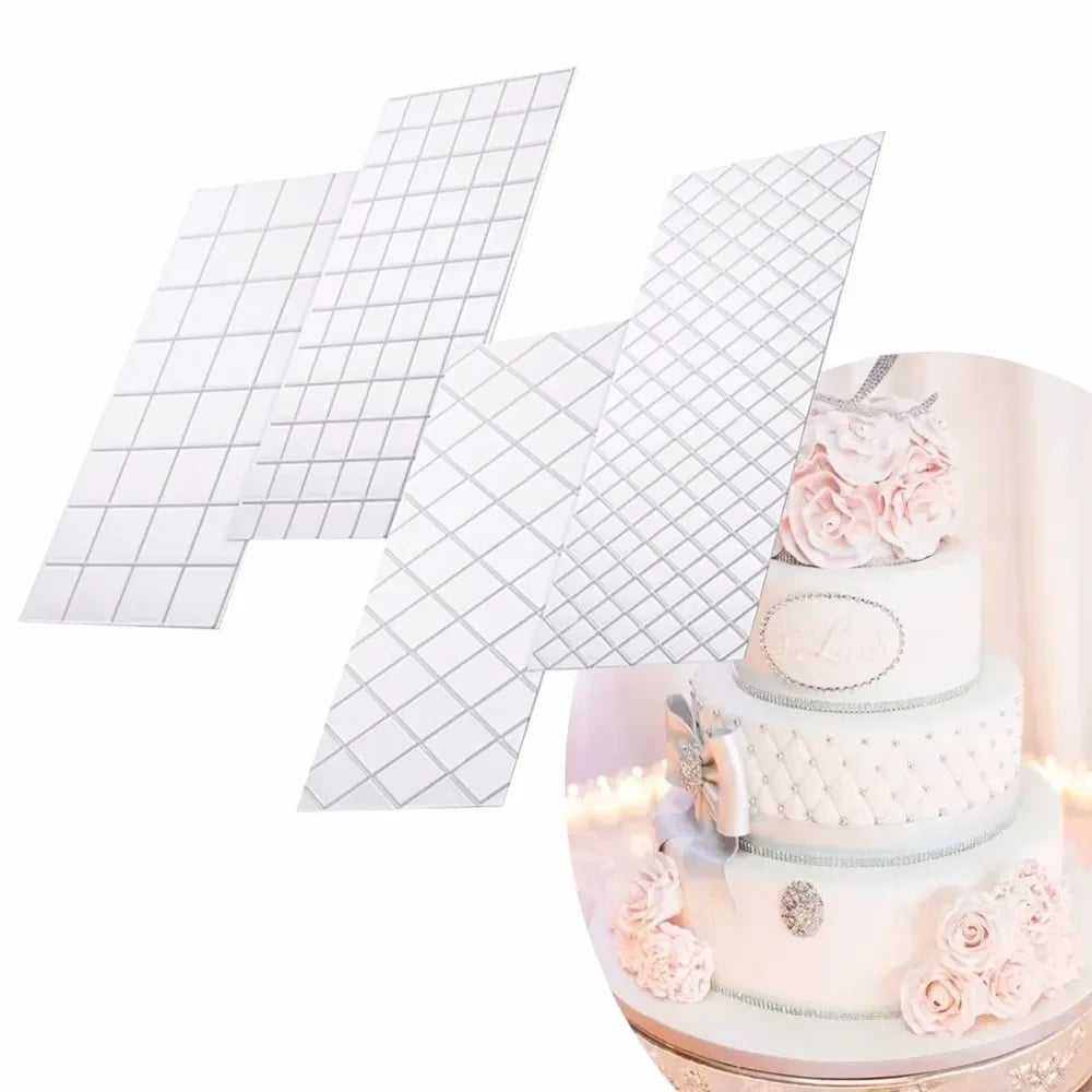 4-Piece Sugarcraft Texture Mat Set – Fondant Cake Border Molds