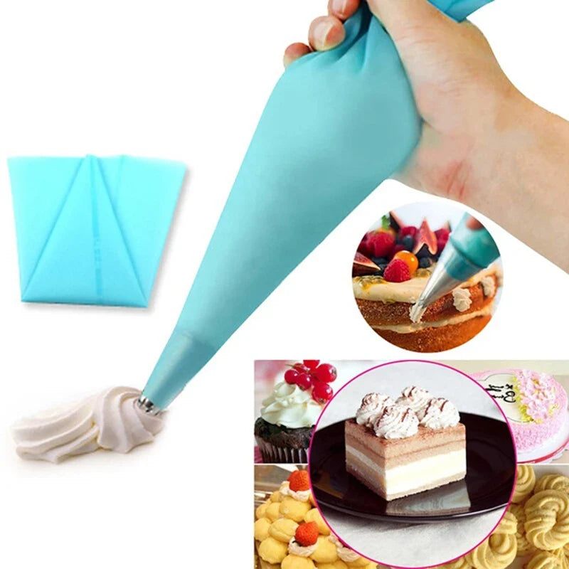 Silicone Piping Bag & 6 Nozzle Cake Decorating Set – 8 Piece