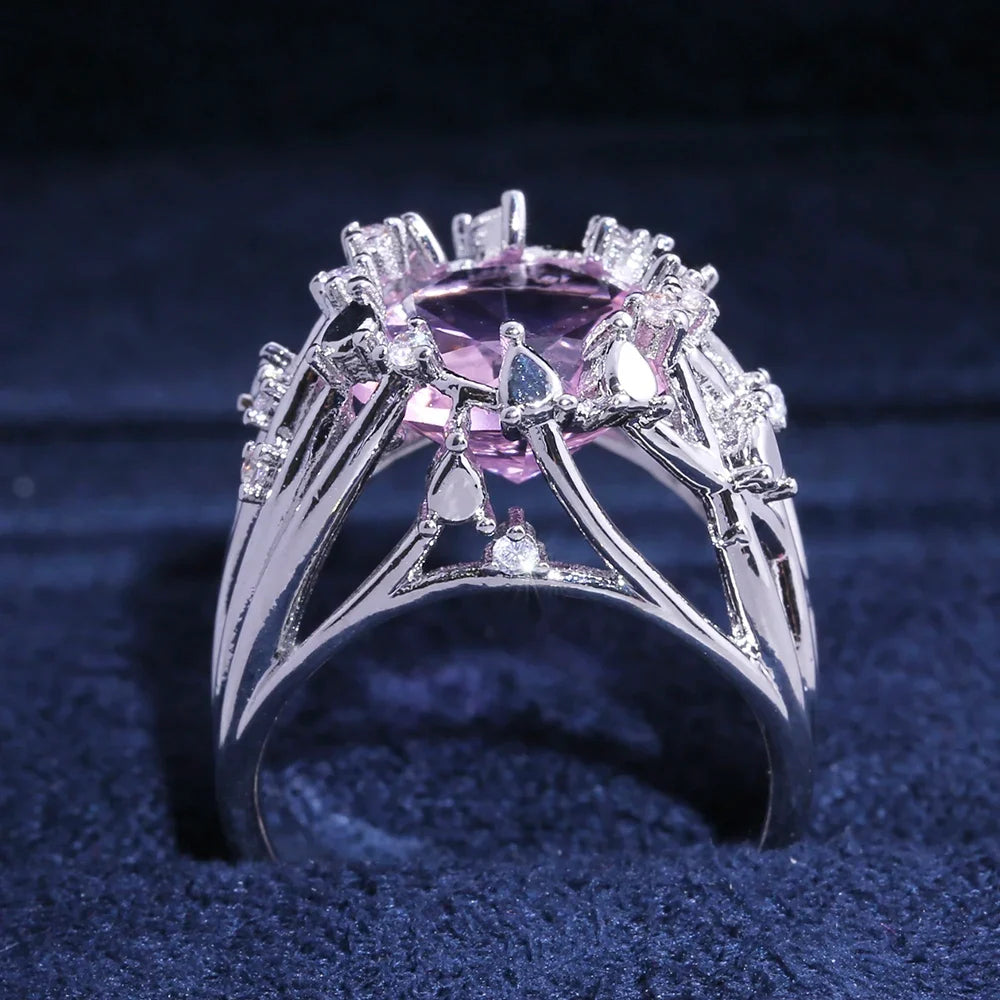 Huitan Pink Stone Twig Band Ring | Women's Fashion Jewelry