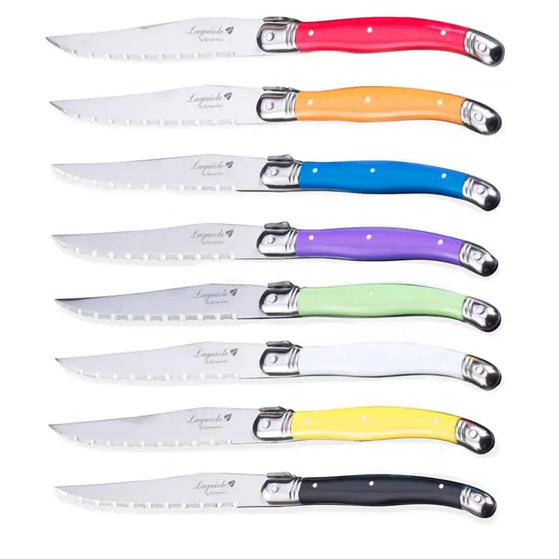 8-Piece Rainbow Laguiole Steak Knife Set – Stainless Steel