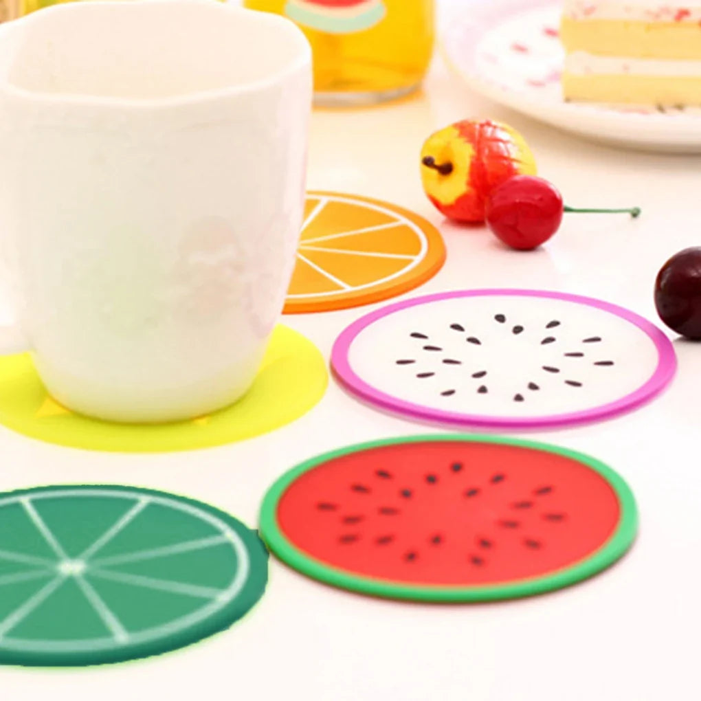 7-Piece Fruit Silicone Coaster Set – Heat-Resistant Drink Mats