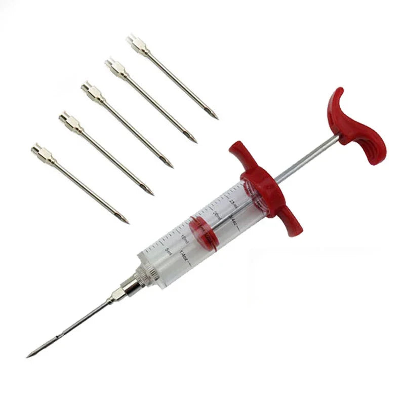 BBQ Meat Injector Syringe Set with 5 Stainless Steel Needles