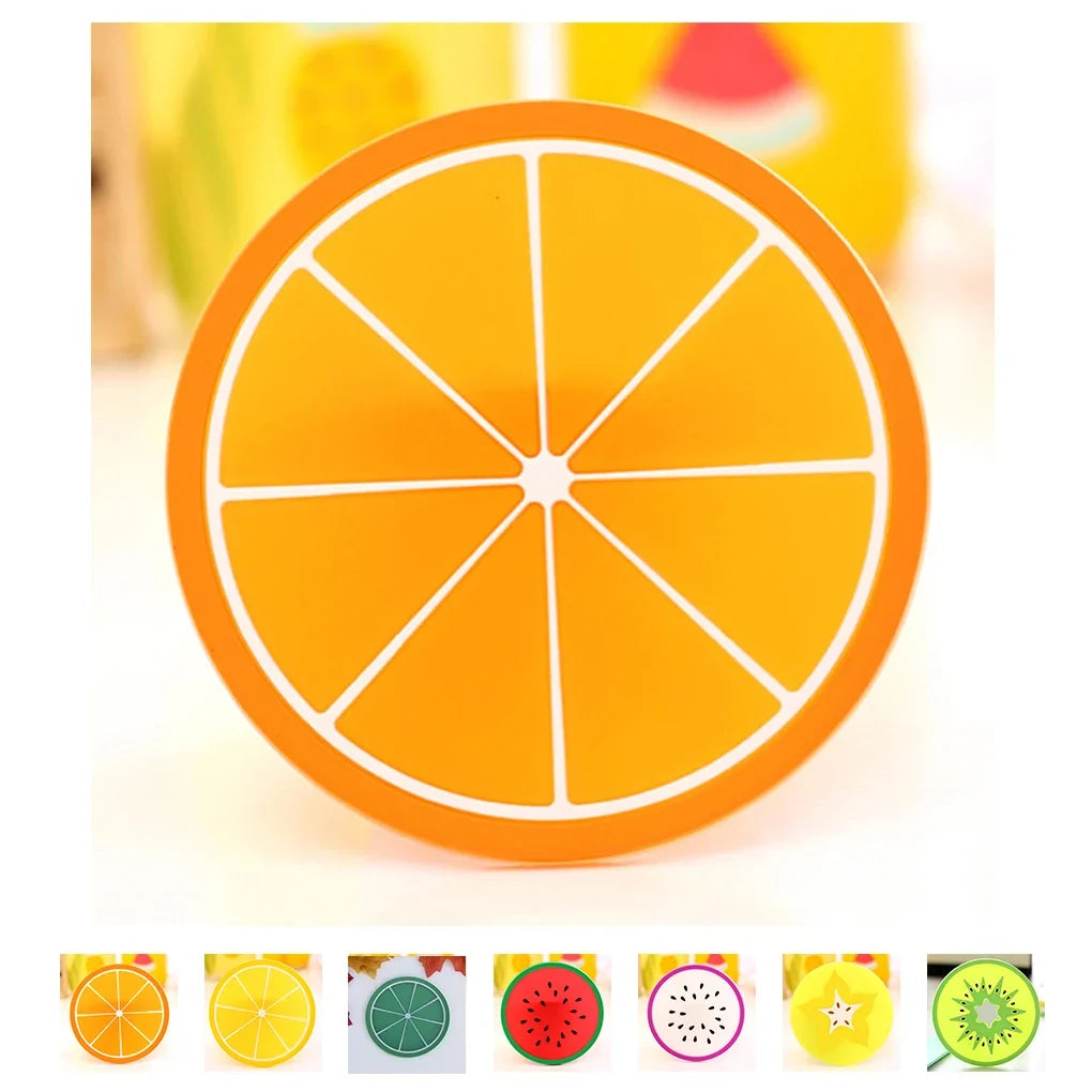 7-Piece Fruit Silicone Coaster Set – Heat-Resistant Drink Mats