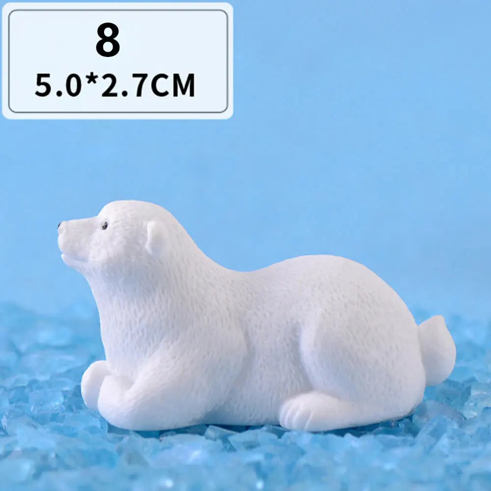 Mini White Bear Polar Figurines Simulation Home Micro Landscape