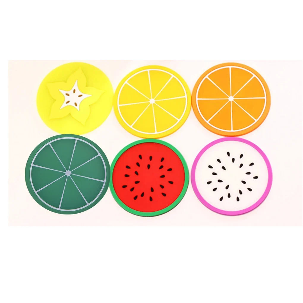 7-Piece Fruit Silicone Coaster Set – Heat-Resistant Drink Mats