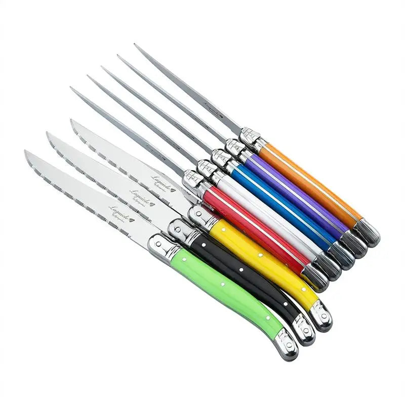 8-Piece Rainbow Laguiole Steak Knife Set – Stainless Steel