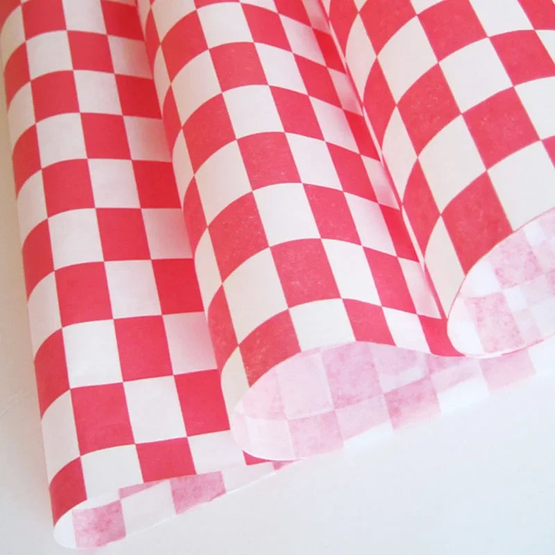 Red & White Checkered Wax Paper Basket Liners 12x12" | 24–500 Pack