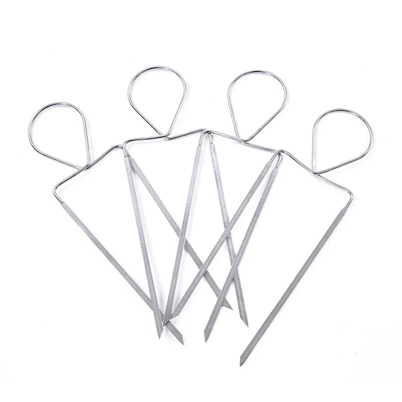 Stainless Steel Double Wide BBQ Veggie Raft Skewers 4–8 Pcs