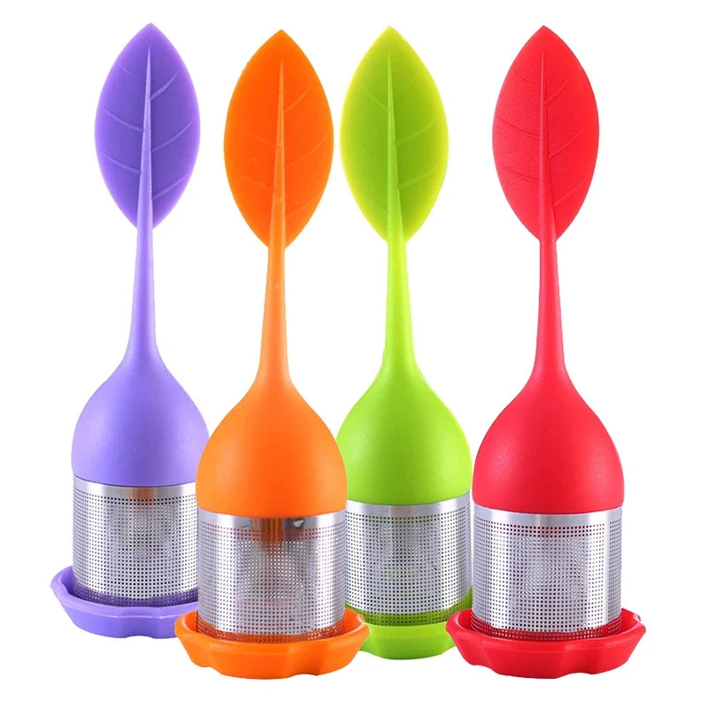 Tea Infuser Stainless Steel Fine Mesh Filter BPA-Free Silicone Leaf