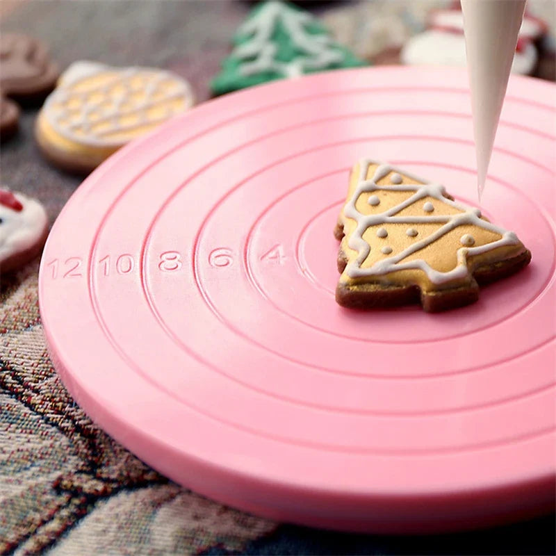 14cm Rotating Cake Turntable Decorating Stand | 360° Pink