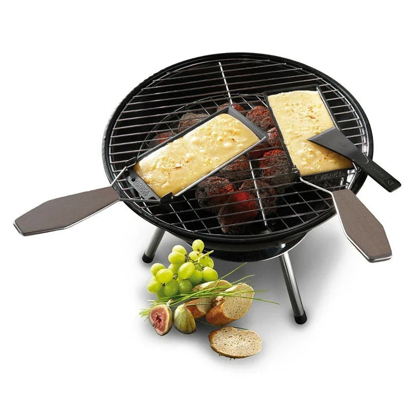 Mini Non-Stick Cheese Raclette Grill Pan & Tray | Wood Handle