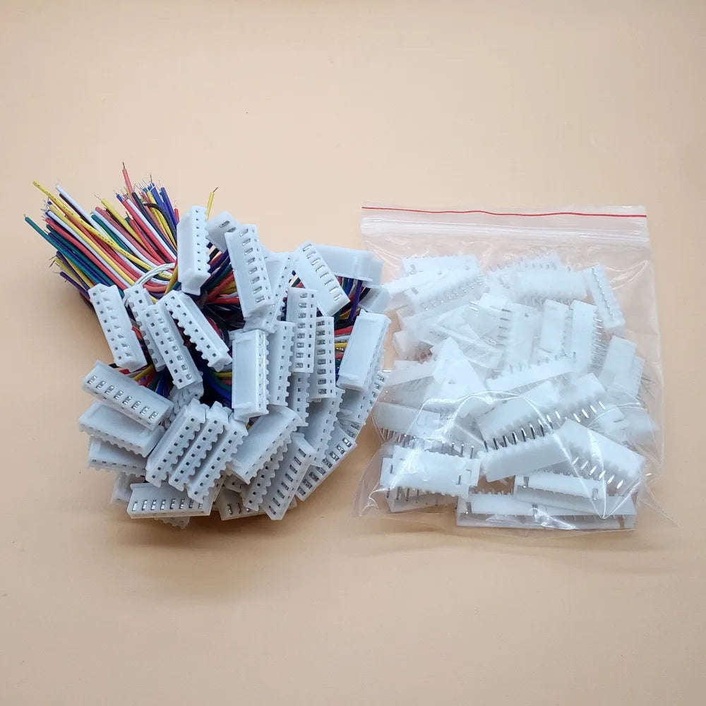 100Sets XH Pitch 2Pin 3Pin 4Pin 5 6 7 8 9 10 Pin Single-head Wire