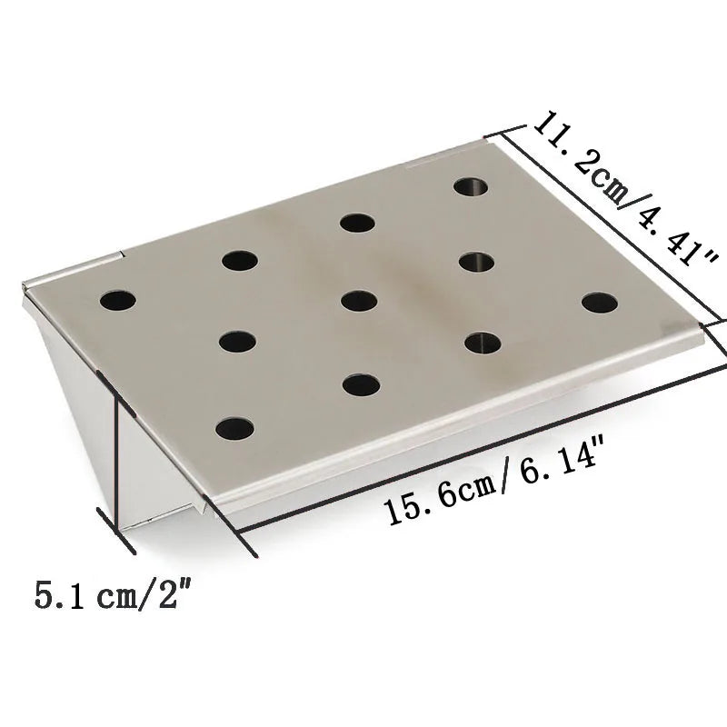 V-Shape Stainless Steel BBQ Smoker Box for Wood Chips – 6.14"