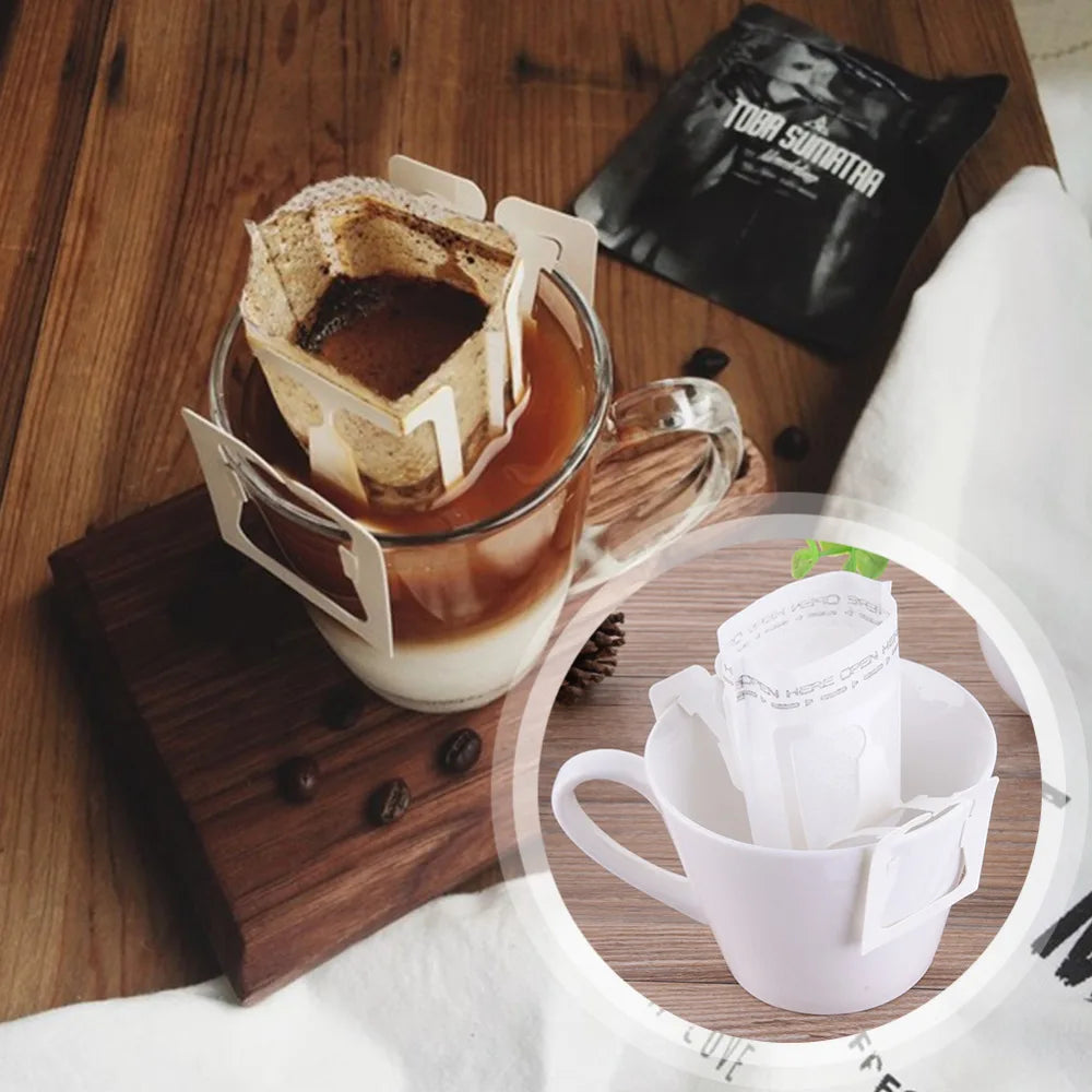 50-Pack Hanging Ear Drip Coffee Filter Bags – Portable Paper