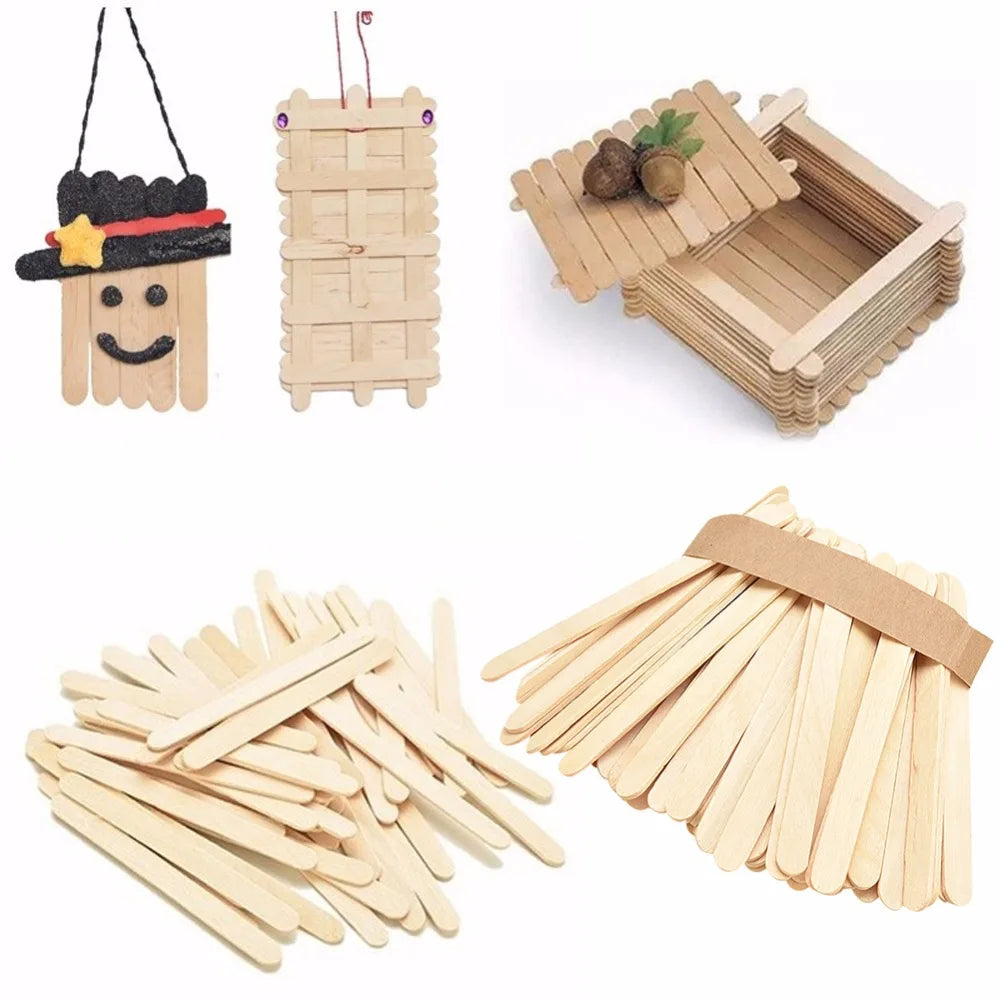 50-Pack Colored Wooden Popsicle Sticks – DIY Crafts & Ice Cream