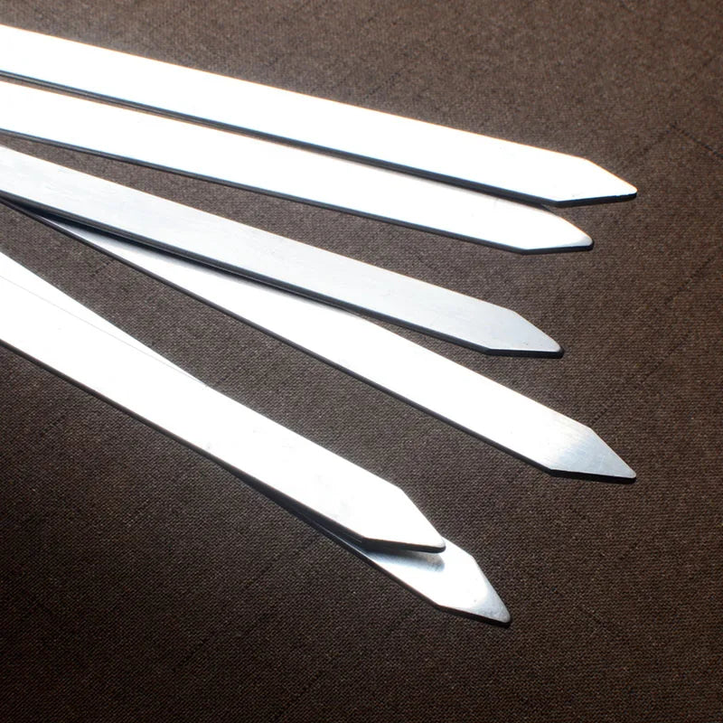 55cm Stainless Steel BBQ Skewers Set | Wood Handle 6–12 Pcs