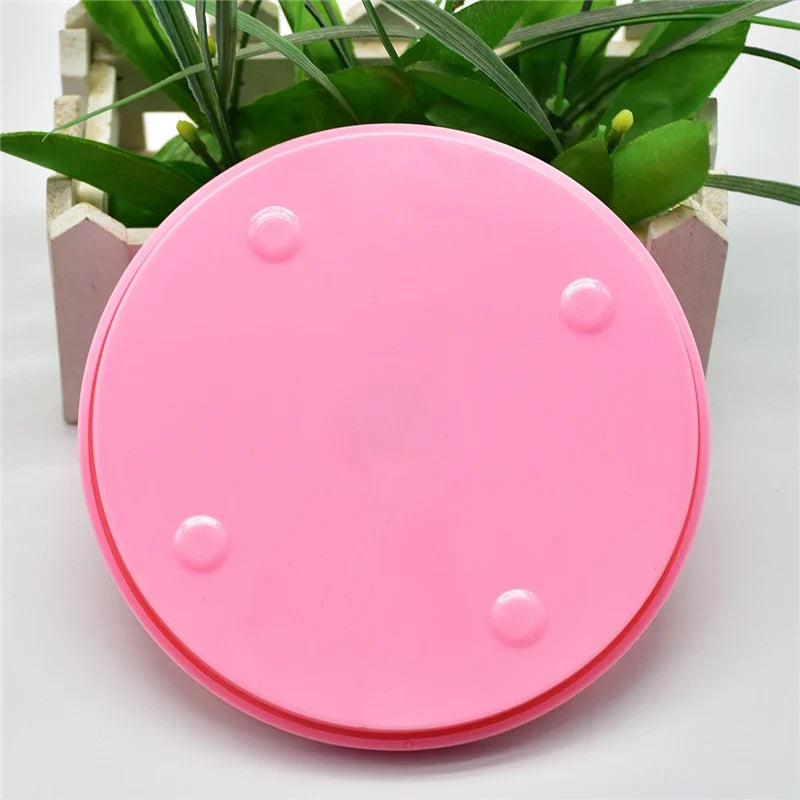 5.5" Rotating Cake Turntable & Decorating Stand – 360° Revolving Platform with Engraved Scale | Pink
